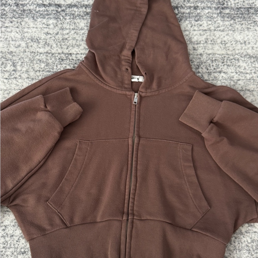 Garage Brown Cropped Zippie Hoodie Size S